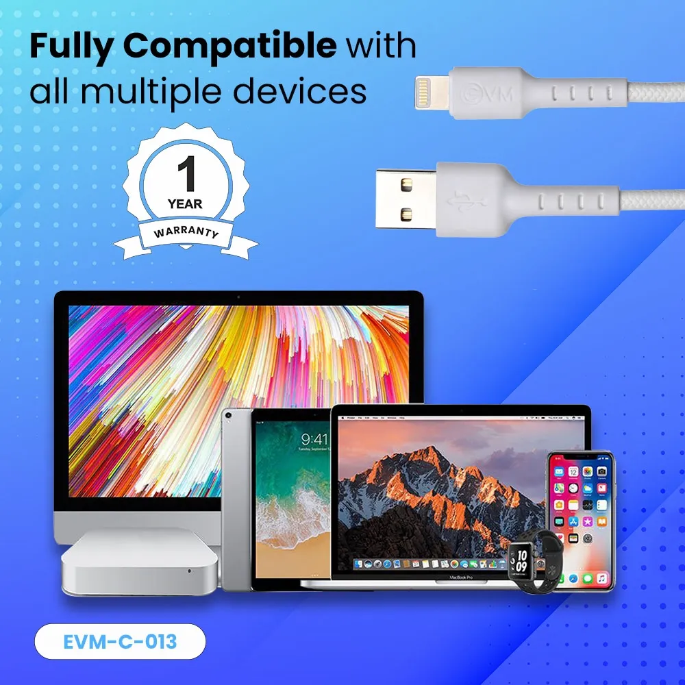 EVM USB To Iphone Lightning Charge & Sync Cable EVM-C-013-W view 4